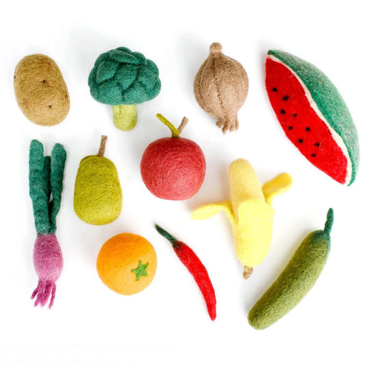 Felt Vegetables and Fruits Set B (Set of 11 pieces) - Tara Treasures